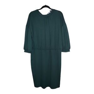 ELOQUII NWT size 18 XXL knee length dress plus size green puff sleeves holiday